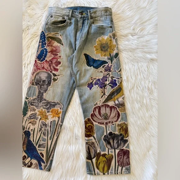 R13 Articulated Knee Cropped Denim Jeans 24 - Picture 3 of 9